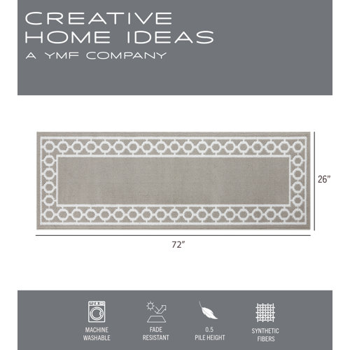 Jean Pierre Trellis Border Tufted Performance Light Gray/White Runner